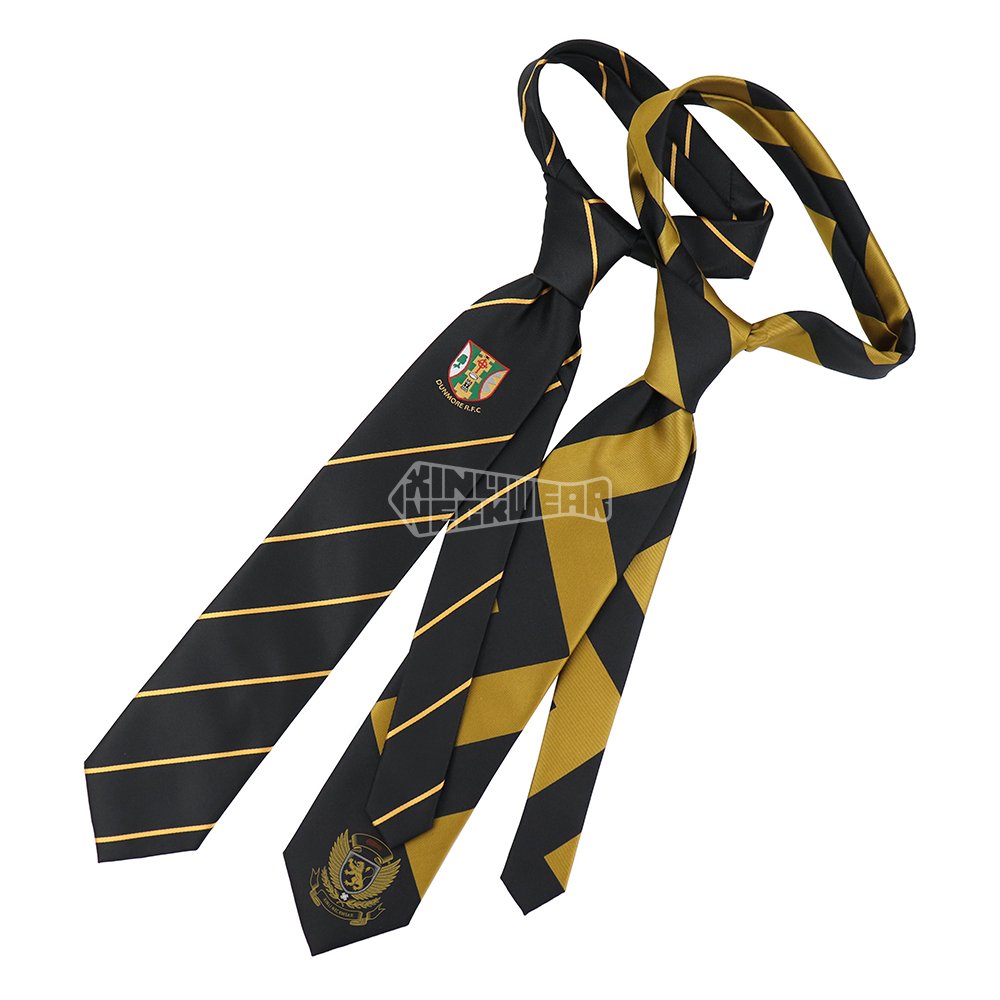Black Luxury Jacquard Pattern Suit Men Fashion Polyester Ties Gold Logo Woven Tie Custom Logo Neckties