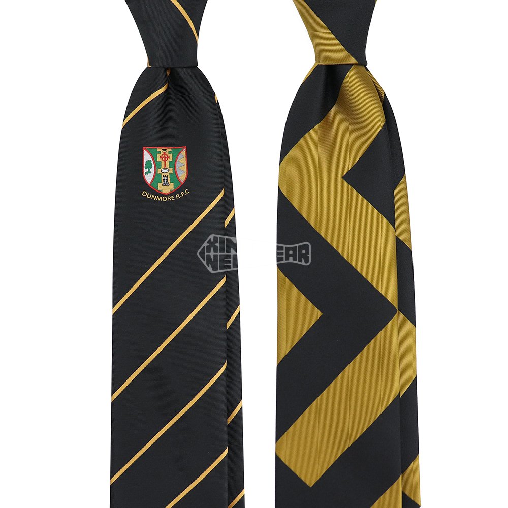 Black Luxury Jacquard Pattern Suit Men Fashion Polyester Ties Gold Logo Woven Tie Custom Logo Neckties