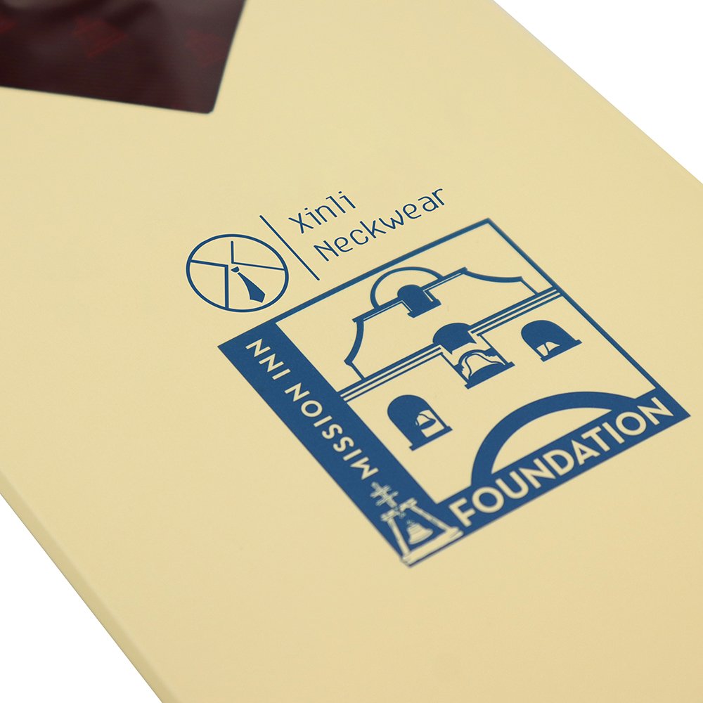 Luxury Gift Envelope Necktie Package Boxes Custom Logo Printing Beige Yellow Color Neck Ties Box with Window