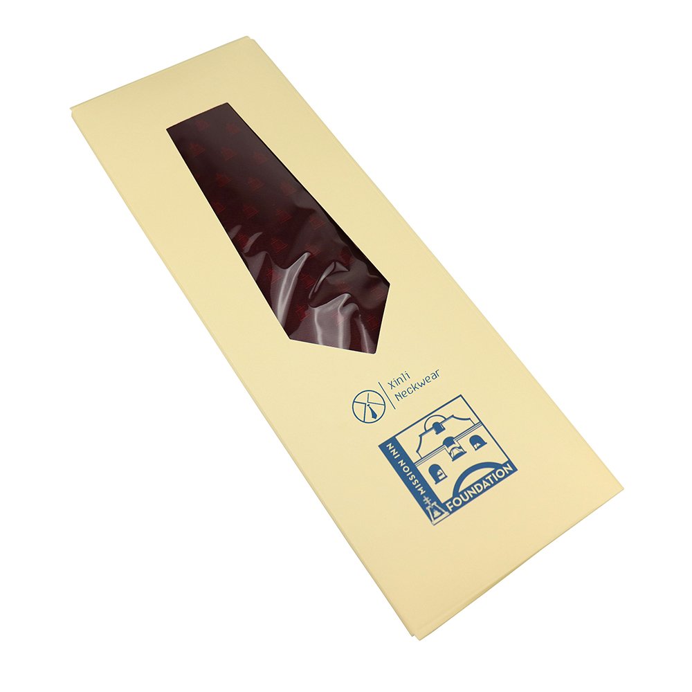 Luxury Gift Envelope Necktie Package Boxes Custom Logo Printing Beige Yellow Color Neck Ties Box with Window