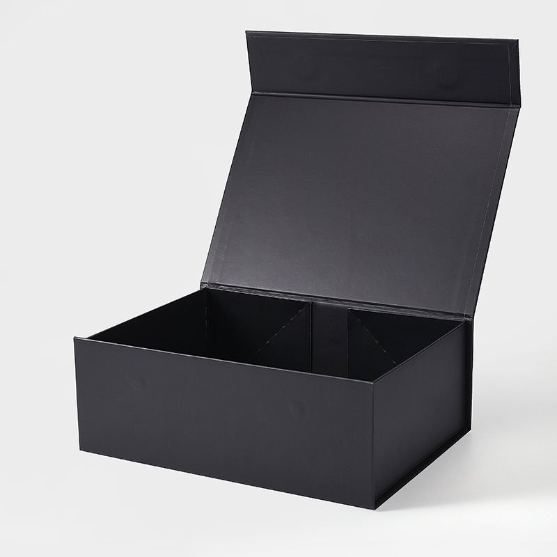 Wholesale ribbon tie style common packaging black magnetic close gift box for dress