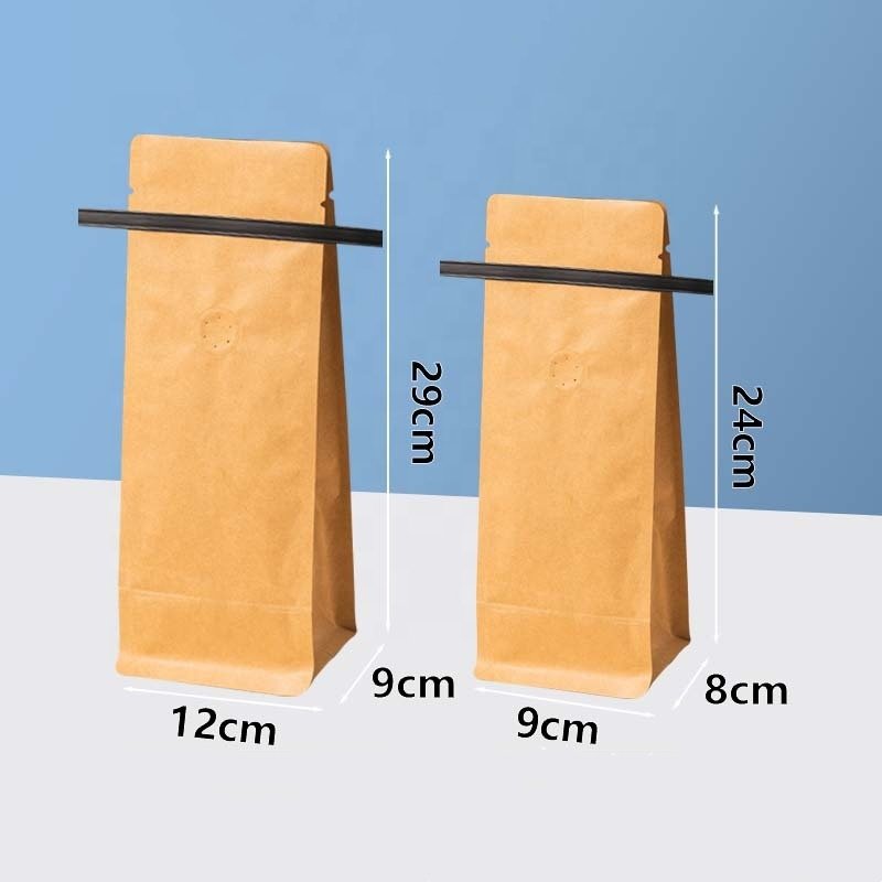 Tin Tie Flat Bottom Pouch Custom Reusable Biodegradable Empty Coffee Bags Tea Packaging