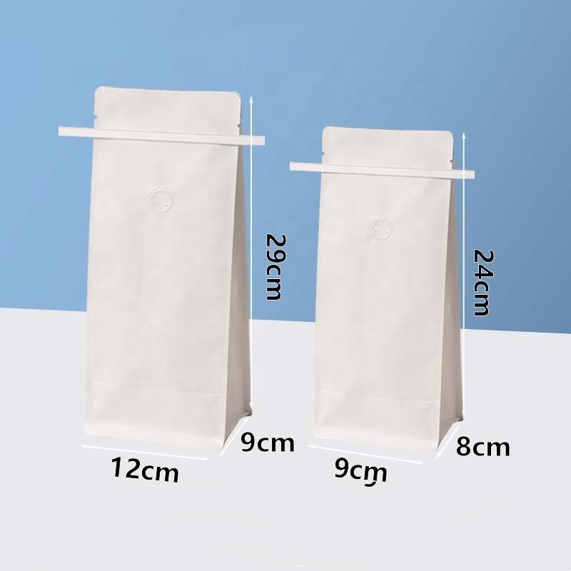 Tin Tie Flat Bottom Pouch Custom Reusable Biodegradable Empty Coffee Bags Tea Packaging