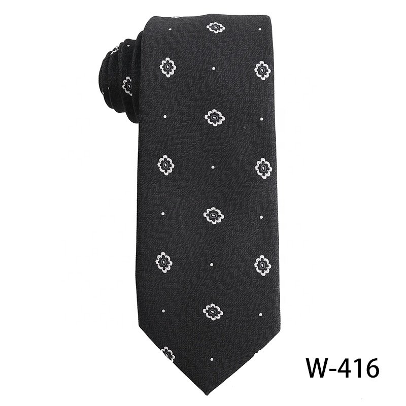 OEM Good Quality Western Designer Chic Black Ties For Men Paisley Handmade Jacquard Woven 100% Polyester Men's Floral Ties