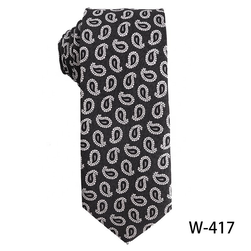 OEM Good Quality Western Designer Chic Black Ties For Men Paisley Handmade Jacquard Woven 100% Polyester Men's Floral Ties