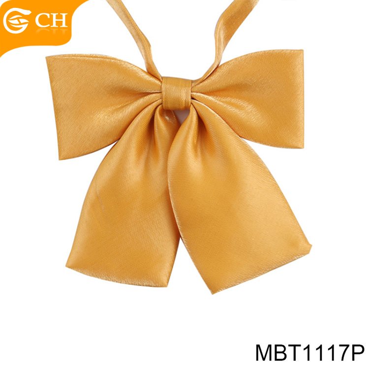 Wholesale Good Quality Glossy Women Bowties Adjustable Flat Bottom Butterfly Bow Ties Custom Colorful Polyester Girls Bow Ties