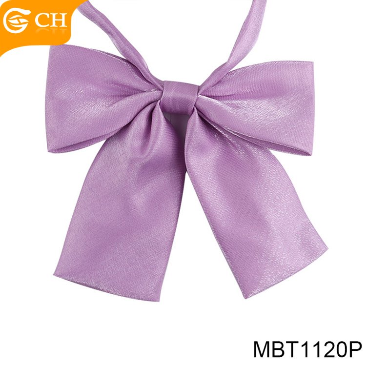 Wholesale Good Quality Glossy Women Bowties Adjustable Flat Bottom Butterfly Bow Ties Custom Colorful Polyester Girls Bow Ties