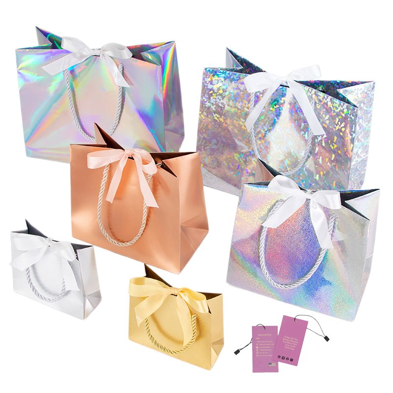 Custom Logo Print Matte White Pink Luxury Gift Carry Paperbags Boutique Medium Eco Marble Gift Paper Bags With Handles Ribbon