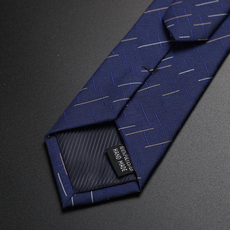 Custom logo slim necktie business men striped polka dot polyester silk zipper necktie tie accessories