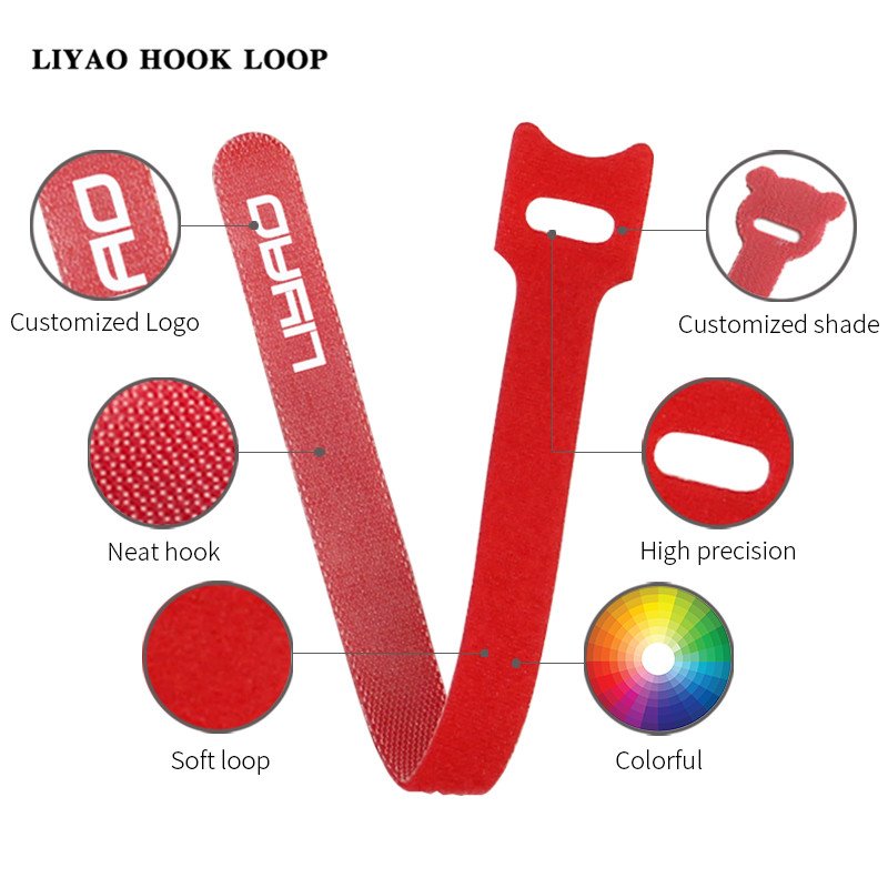 Multi-Colour Velcroes Cable Ties Multi-Purpose Reusable Nylon Hook and Loop straps Cable Management Customized printed logo