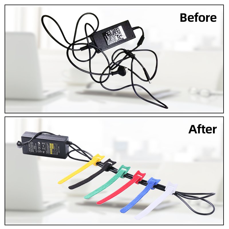 Multi-Colour Velcroes Cable Ties Multi-Purpose Reusable Nylon Hook and Loop straps Cable Management Customized printed logo