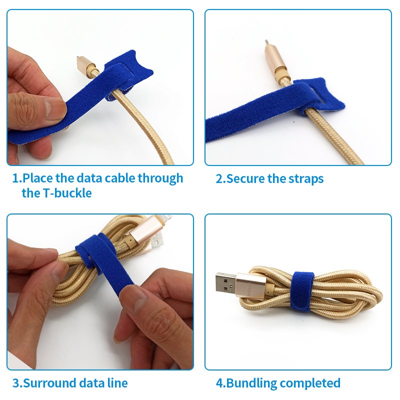 Multi-Colour Velcroes Cable Ties Multi-Purpose Reusable Nylon Hook and Loop straps Cable Management Customized printed logo