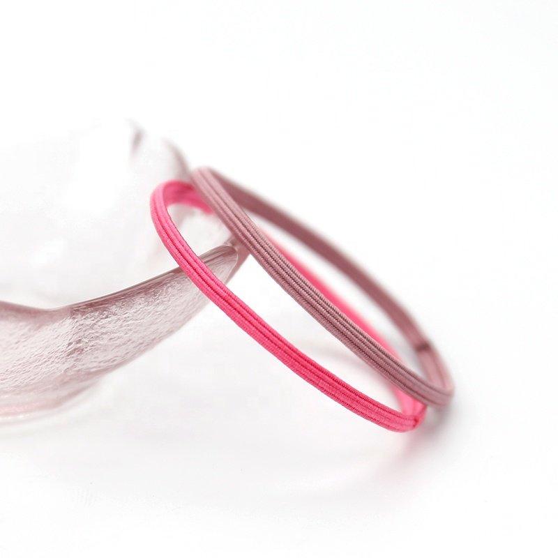 2021Kknekki Korean Ins Lovely Stripe Colorful Elastic Flat Design Thin Hair Ties Hair Band For Kids
