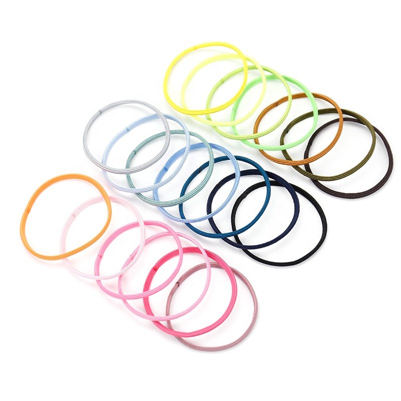 2021Kknekki Korean Ins Lovely Stripe Colorful Elastic Flat Design Thin Hair Ties Hair Band For Kids