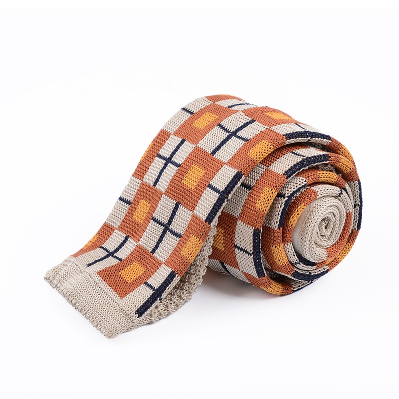 Chinese Manufacturer High Quality Men's Skinny Stripe Knit Necktie Custom Logo Casual Style 100% Silk Tie for men