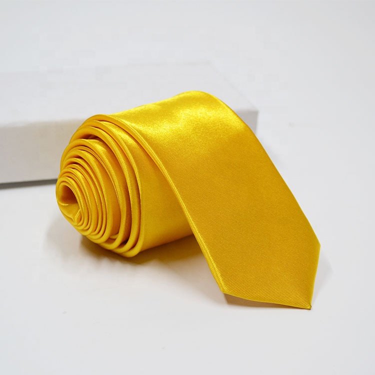Best seller cravatte slim per uomo men's luxury ties plain yellow 5cm skinny solid color necktie fob solid light green ties