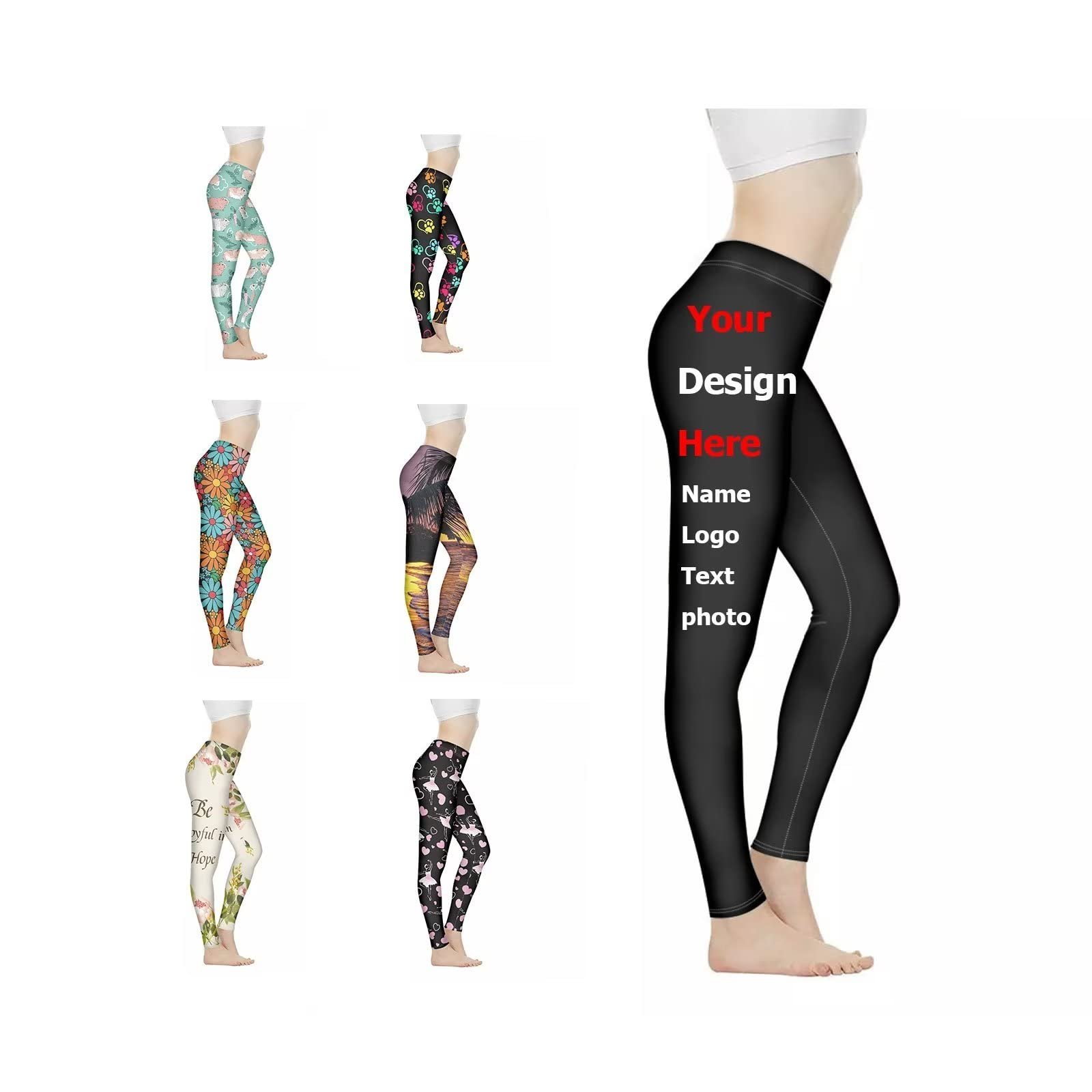 Leggings Yoga Custom Logo Text Pattern Fitness Yoga Leggings for Women Fitness Yoga Pants Wholesale Gym Workout Running Sports