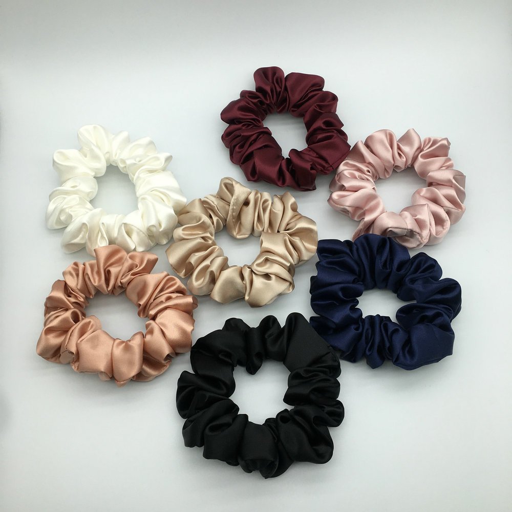 3.5 Cm Wide shinny 100% Pure Silk 22 Mm Silk Satin Hair Tie Silk Scrunchies