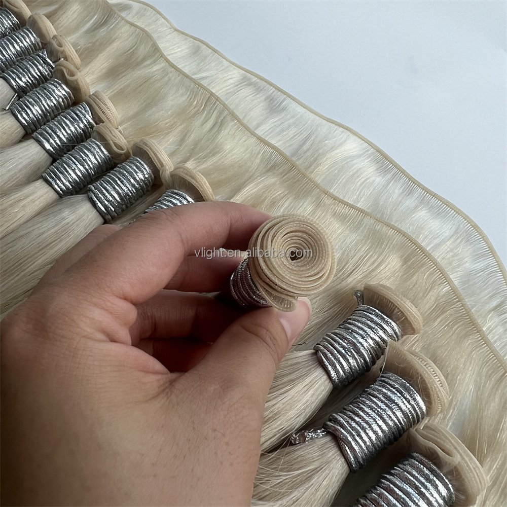 Russian 100% Human Hair Hand Tied Weft Thick Ends Can Be Cut Invisible Genius Weft Hair Extension