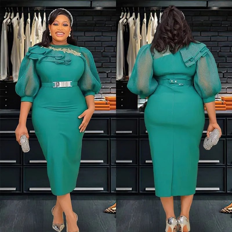 Elegant African Dresses Africa Clothing Party Dress Dashiki Ankara Turkey Outfits Robe Puff Sleeve Wedding for Women 2023 Summer