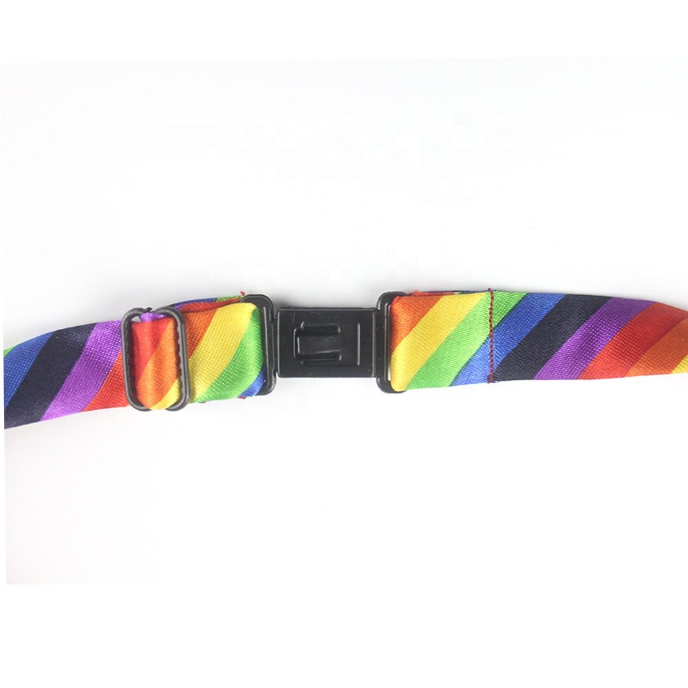 Factory direct 100% polyester custom rainbow striped bow tie handmade printed bow ties for men