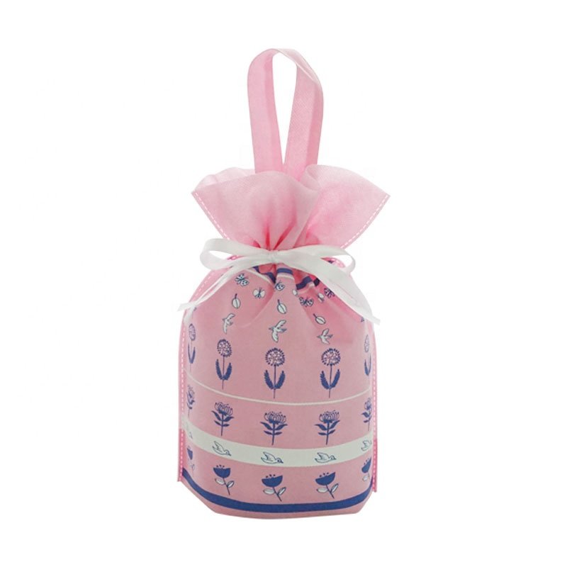 Non-woven Eco Material Christmas Party Packing Pouches Non Woven Drawstring Package Bags