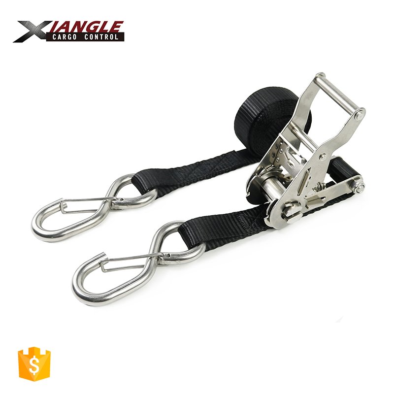 Heavy duty stainless steel Ratchet Tie Down Straps 1500 Lbs Cargo lashing Straps for Moving webbing strap