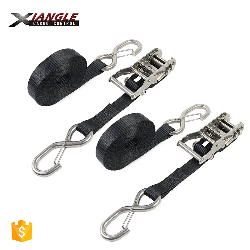 Heavy duty stainless steel Ratchet Tie Down Straps 1500 Lbs Cargo lashing Straps for Moving webbing strap