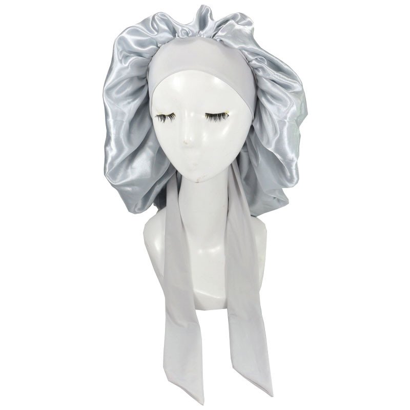Women Silk Tie Bonnet Curly Hair Bonnet Cap Large Hair Cap for Sleep Night Shower Cap Satin Bonnet for Sleeping