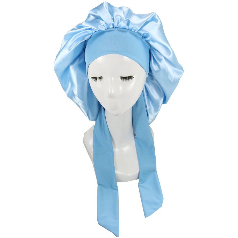 Women Silk Tie Bonnet Curly Hair Bonnet Cap Large Hair Cap for Sleep Night Shower Cap Satin Bonnet for Sleeping