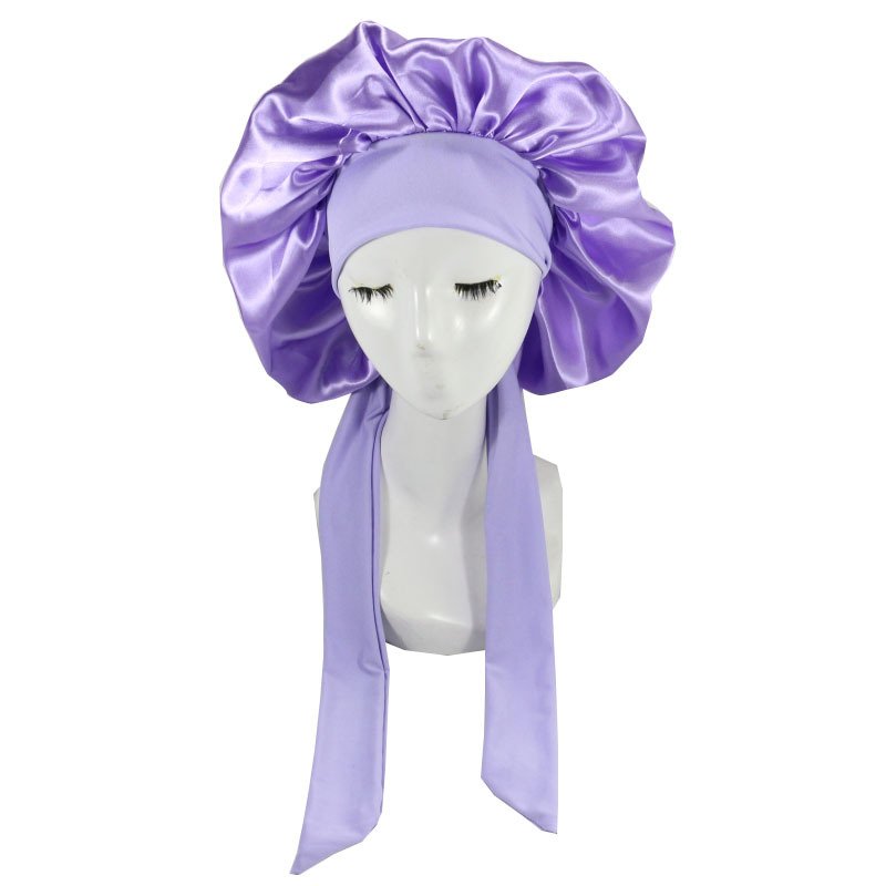 Women Silk Tie Bonnet Curly Hair Bonnet Cap Large Hair Cap for Sleep Night Shower Cap Satin Bonnet for Sleeping