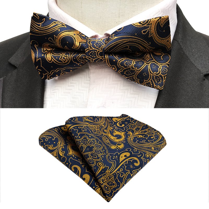 2024 ready stock fashion bow tie pocket squares new design wedding bow tie pocket square set