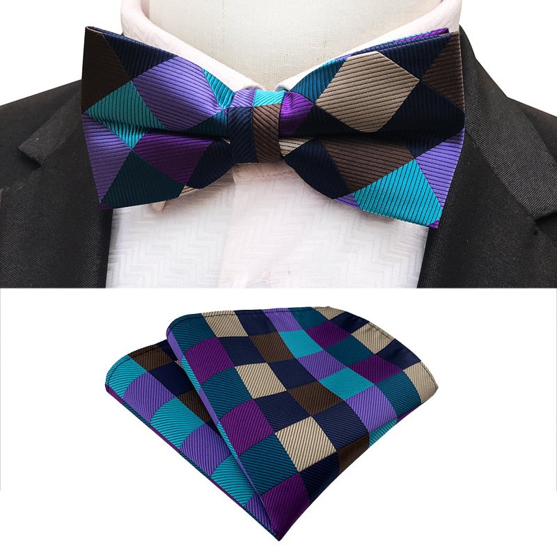 2024 ready stock fashion bow tie pocket squares new design wedding bow tie pocket square set