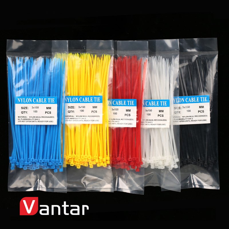 kabelbinder Durable Using Various 4.6x200mm 5*200 Black Multi Color Zip Self Locking Nylon Cable Ties factory good price