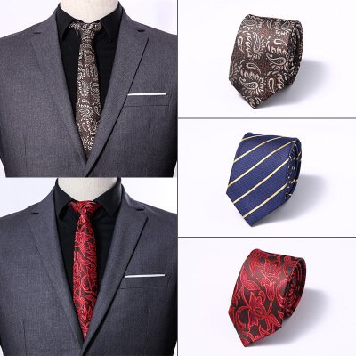 wholesale 2019 new 6cm men's tie business professional wear tie polyester silk wedding group tie