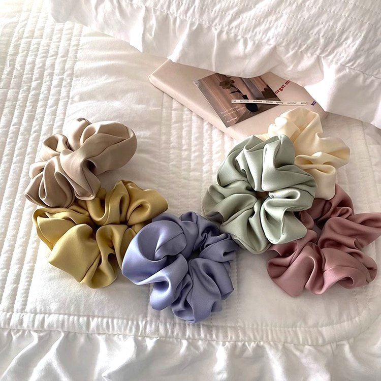 Satin Silk Hair Scrunchies Soft Hair Ties Fashion Hair Bands Bow Ropes Elastic Bracelet Ponytail Holders Women Girls