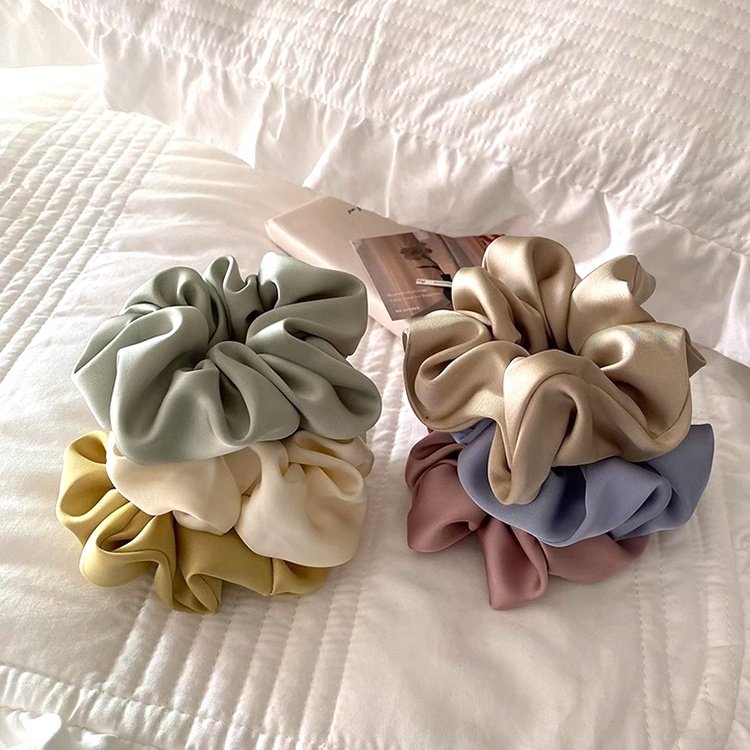 Satin Silk Hair Scrunchies Soft Hair Ties Fashion Hair Bands Bow Ropes Elastic Bracelet Ponytail Holders Women Girls