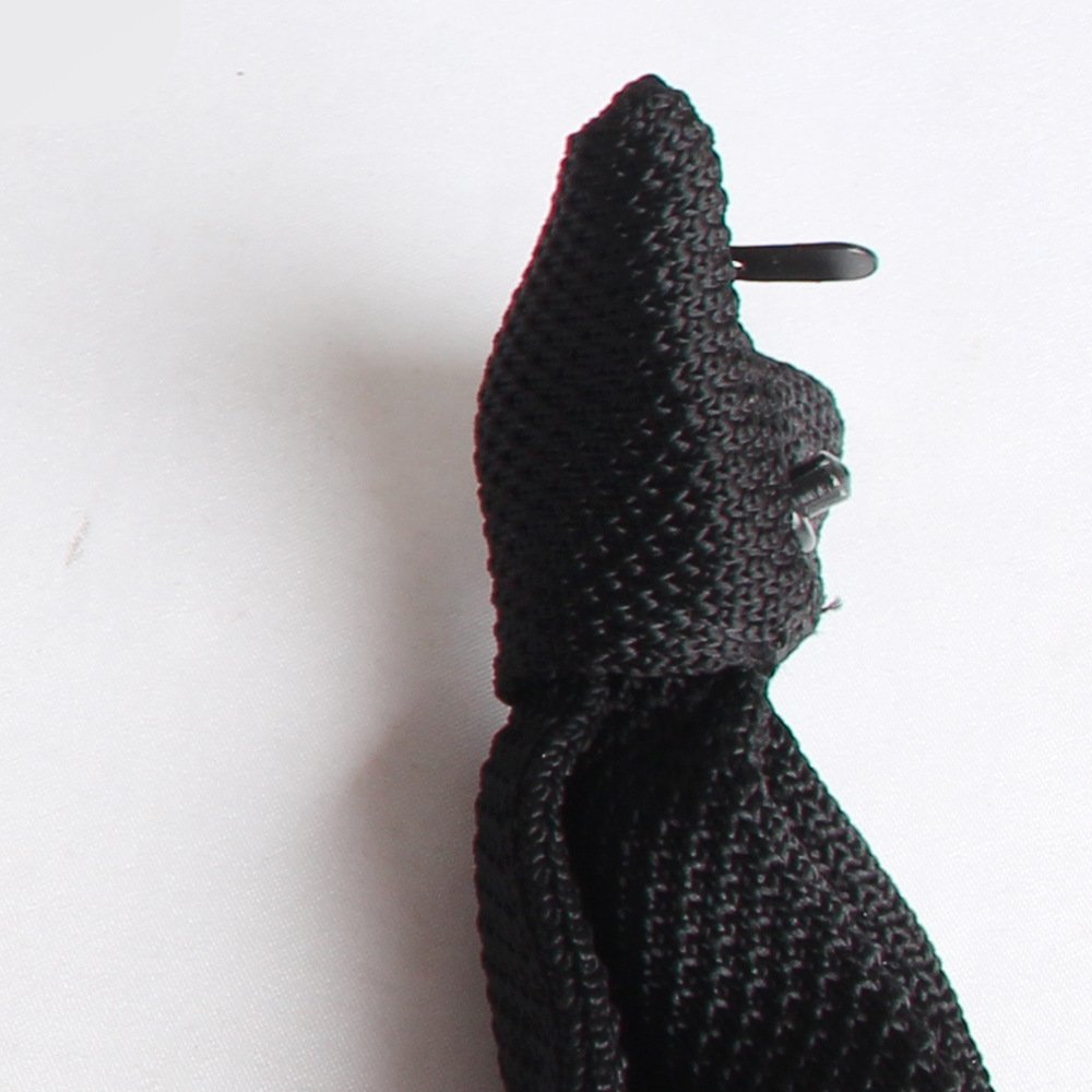 Simple style men's advanced no-knot zipper - pull polyester knitted hands-free lazy button-up tie