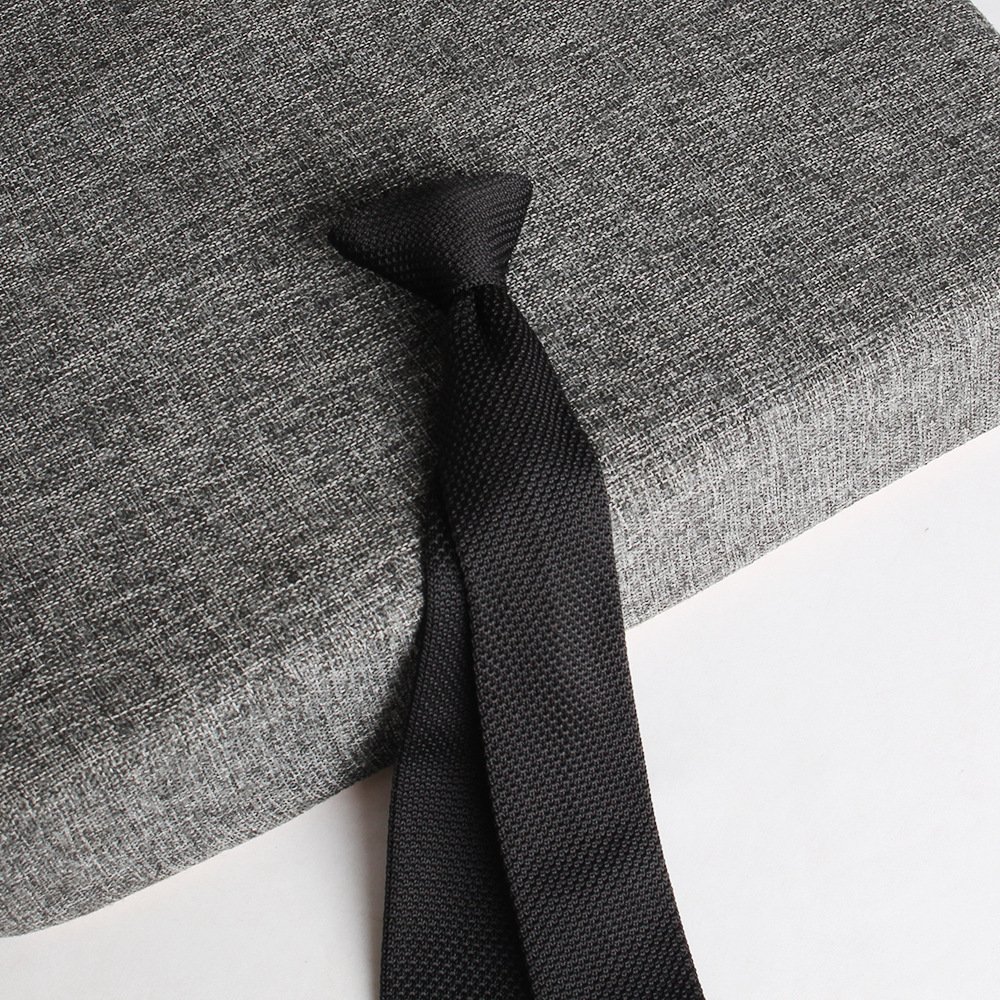Simple style men's advanced no-knot zipper - pull polyester knitted hands-free lazy button-up tie