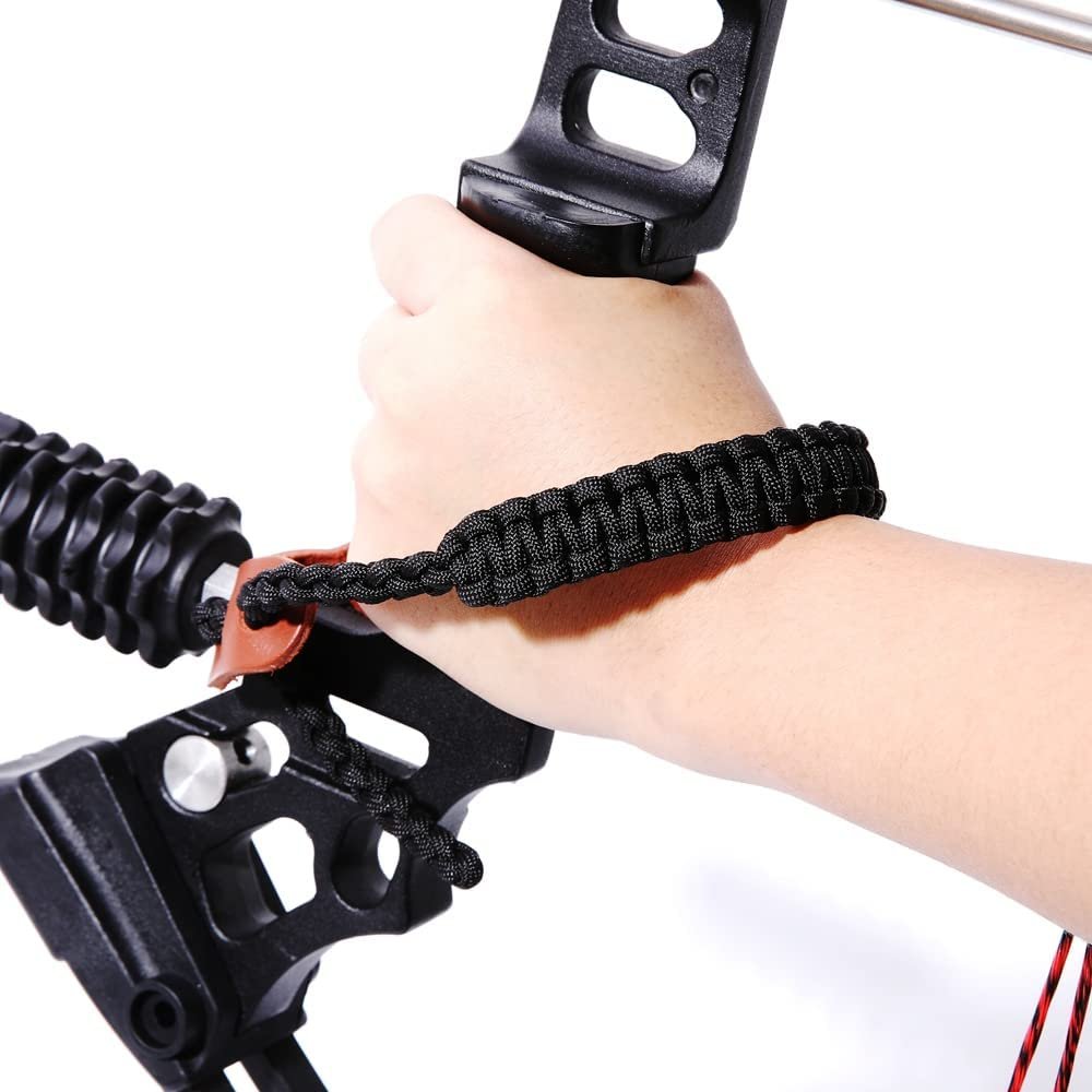 Multiple Camo Colors Archery Archery Bow Wrist Sling Grain Leather Compound Bow Recurve 550 Paracord Bow Wrist Strap