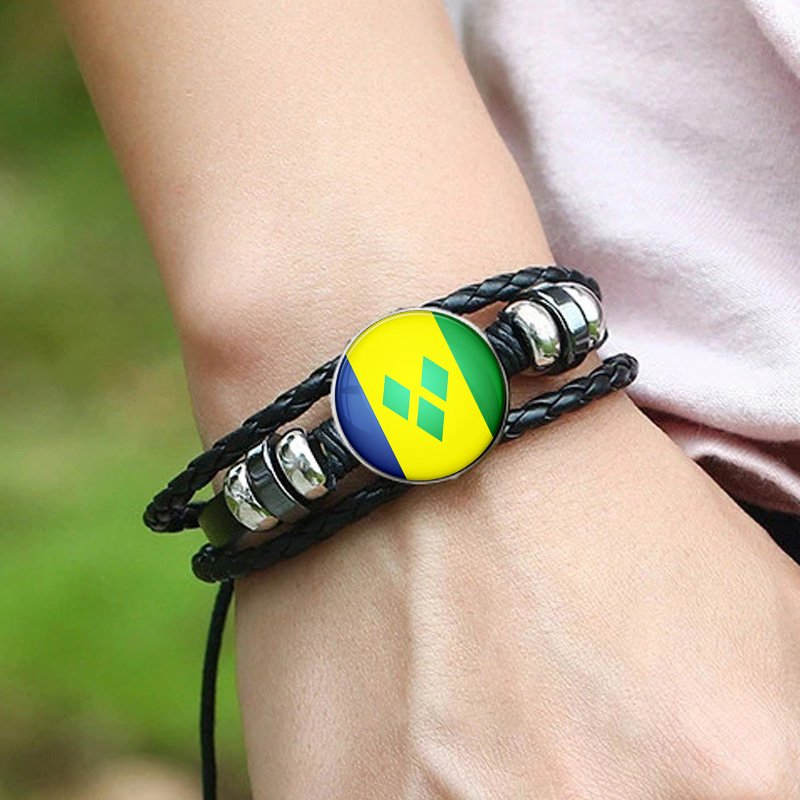 60 Models Saint Vincent and the Grenadines Flag Map Tie Clip Pin Ring Brooch Necklace Bracelet Earrings Key Chain Jewelry Set