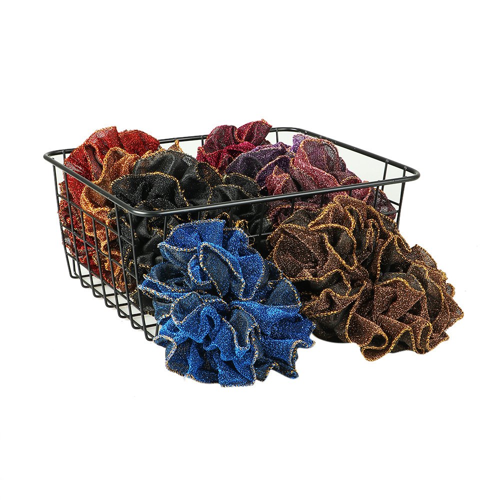 2024 Hot selling new elastic shiny silk edge hair ties fashion monochrome girl's hair rope