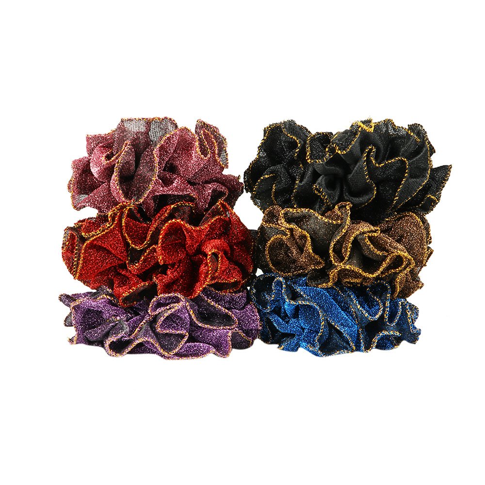 2024 Hot selling new elastic shiny silk edge hair ties fashion monochrome girl's hair rope