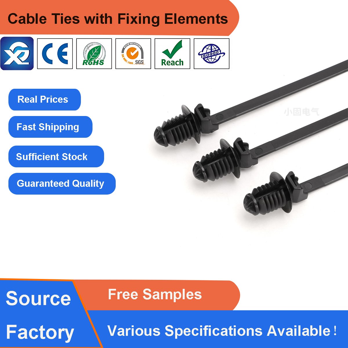 Efficient Wire Security: Push Mount Style Nylon Cable Zip Tie with Fir Tree Head and Disc