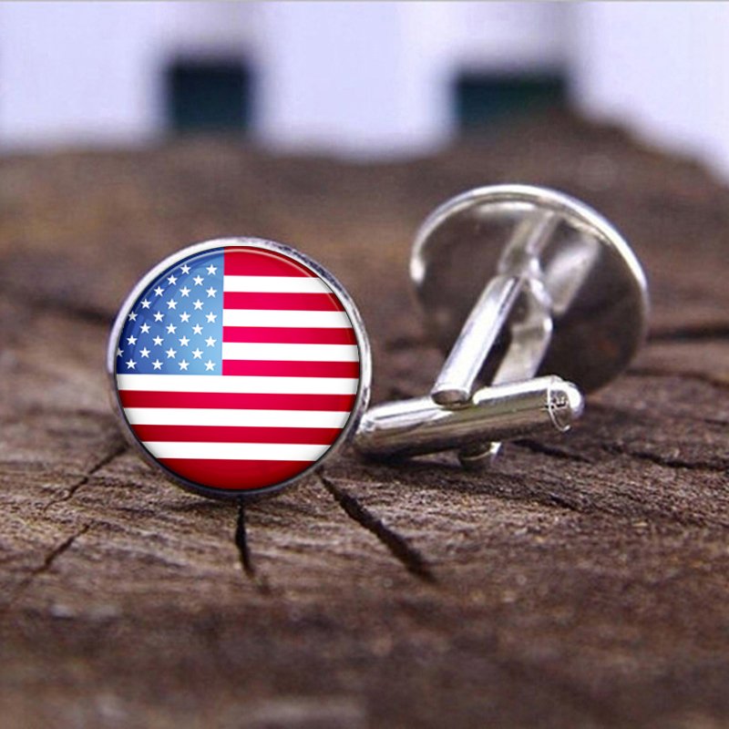 60 Model United States America Flag Map Tie Clip Pin Ring Brooch Cuff Link Necklace Bracelet Earrings Key Chain Jewelry Set