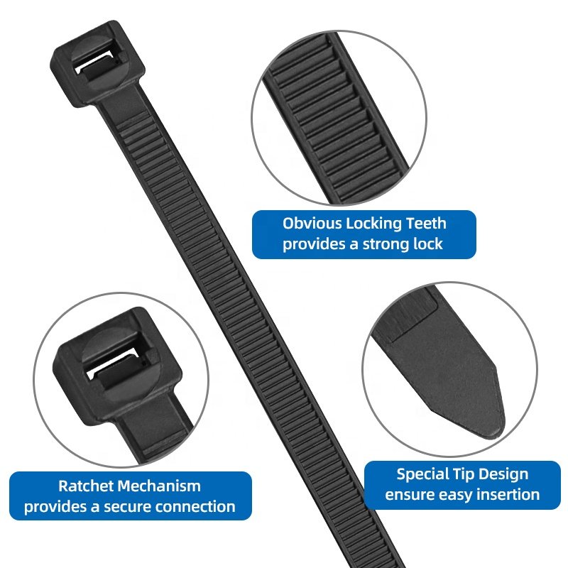 Self-locking cable ties factory white/black/color 8 inches good selling Nylon66 pa66 plastic nylon cable ties