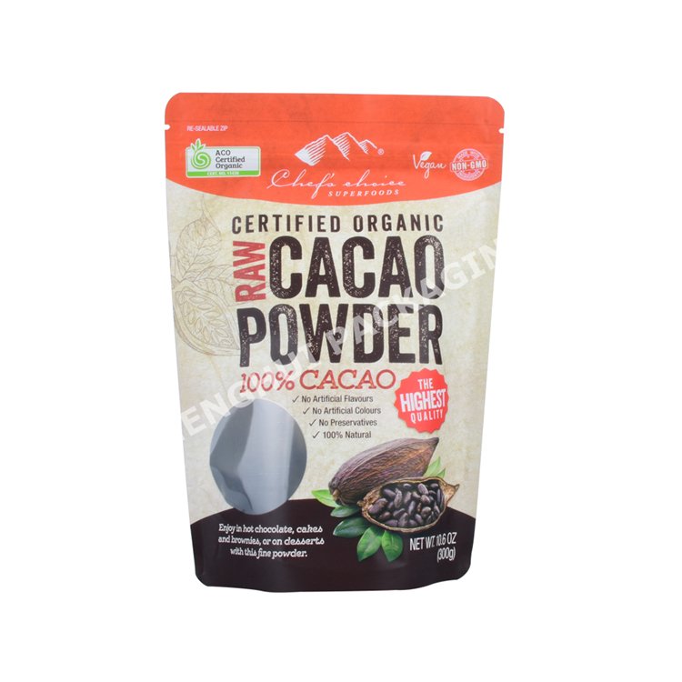 Customize 2Lb 90Micron Brown Kraft Paper/AL/PE Soft Touch Chip Zipper Coffee Stand Up Pouch Packaging Bag With Clear Window