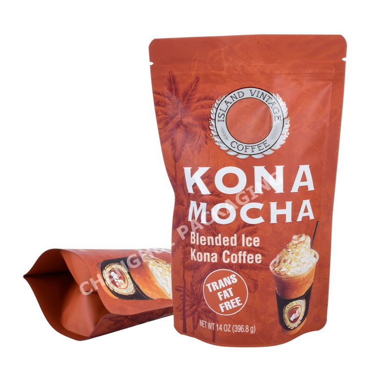 Customize 2Lb 90Micron Brown Kraft Paper/AL/PE Soft Touch Chip Zipper Coffee Stand Up Pouch Packaging Bag With Clear Window