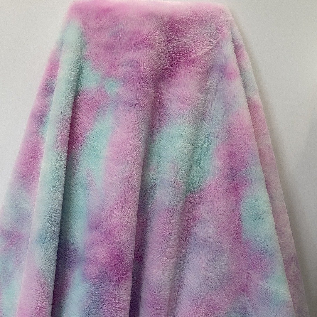 New design soft toys fur fabric tie dyed rabbit fur fabric PV fleece Fabric for toys for blankets for garments