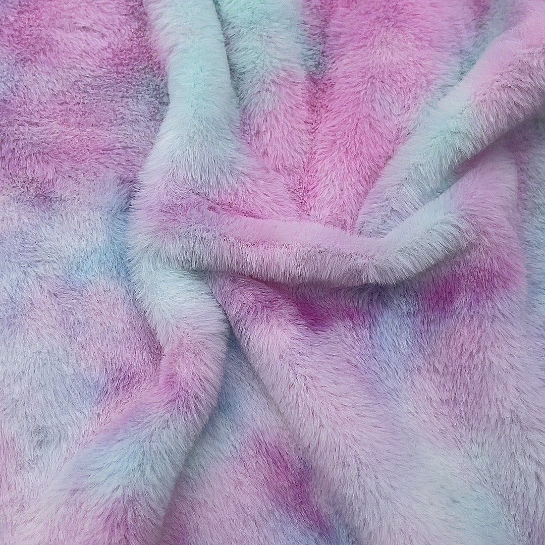 New design soft toys fur fabric tie dyed rabbit fur fabric PV fleece Fabric for toys for blankets for garments